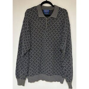 Pendleton Henley Sweater Men’s Knit Gray Collared Polo Pullover Size Large
